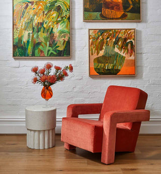 Betsy Armchair in Tangerine Velvet - Fenton & Fenton