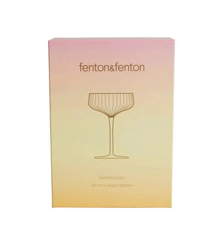 Kaleidoscopic Peach Champagne Coupes - Set of 4 - Fenton & Fenton