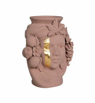 Stefania Boemi - Ceci Head Vase in Beige with Gold Stripe - Fenton & Fenton