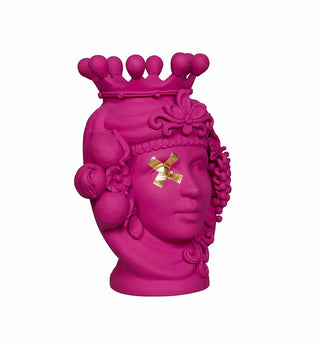 Stefania Boemi - Galatea Head Vase in Fuchsia with Gold X - Fenton & Fenton