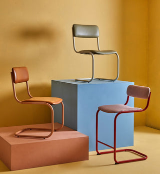 Strut Dining Chair In Khaki Leather - Fenton & Fenton