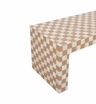 Bone Inlay Checkerboard Bench in Almond - Fenton & Fenton
