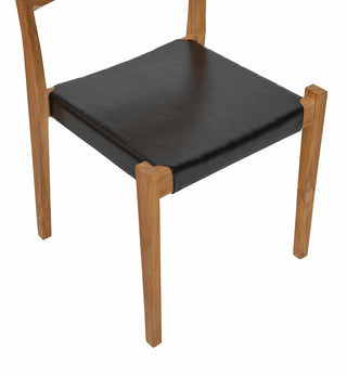 Freya Flat Leather Dining Chair in Black - Fenton & Fenton