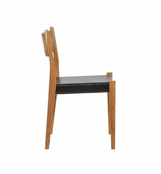 Freya Flat Leather Dining Chair in Black - Fenton & Fenton