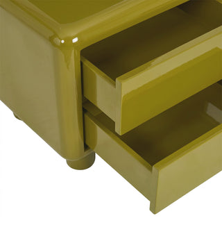 Kip Glossy Bedside Table in Golden Olive
