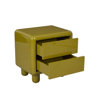 Kip Glossy Bedside Table in Golden Olive