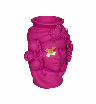 Stefania Boemi - Ceci Head Vase in Fuchsia with Gold X - Fenton & Fenton