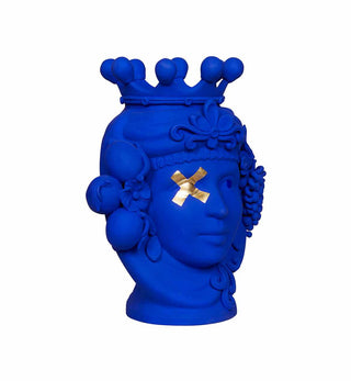 Stefania Boemi - Galatea Head Vase in Blue with Gold X - Fenton & Fenton