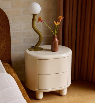 Apollo Glossy Bedside Table in Tofu - Fenton & Fenton