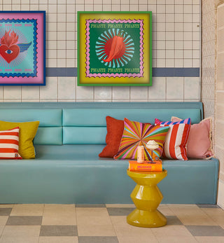 Aurora Printed Velvet Cushion in Multi - Fenton & Fenton