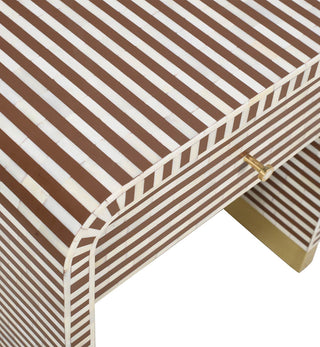 Bone Inlay 1-drawer Curved Bedside In Chocolate - Fenton & Fenton