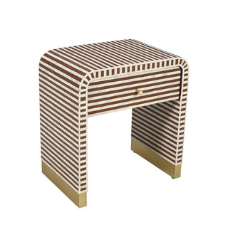Bone Inlay 1-drawer Curved Bedside In Chocolate - Fenton & Fenton
