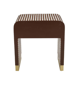 Bone Inlay 1-drawer Curved Bedside In Chocolate - Fenton & Fenton