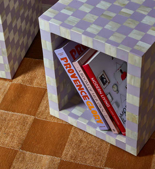 Bone Inlay Checkerboard Cube in Lilac - Fenton & Fenton