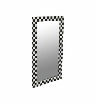 Bone Inlay Checkerboard Mirror in Black - Fenton & Fenton