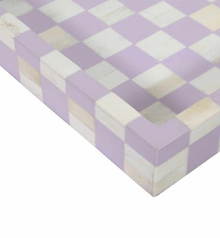 Bone Inlay Checkerboard Tray in Lilac - Fenton & Fenton
