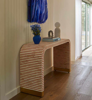 Bone Inlay Curved Console in Almond - Fenton & Fenton