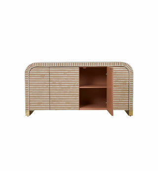 Bone Inlay Curved Sideboard in Almond - Fenton & Fenton