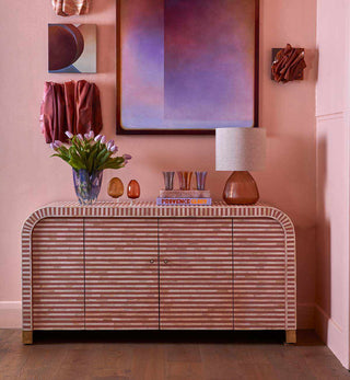 Bone Inlay Curved Sideboard in Almond - Fenton & Fenton