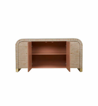 Bone Inlay Curved Sideboard in Almond - Fenton & Fenton