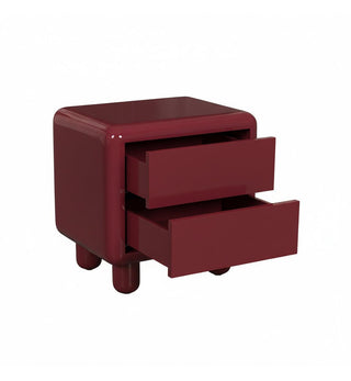 Kip Glossy Bedside Table in Burgundy - Fenton & Fenton