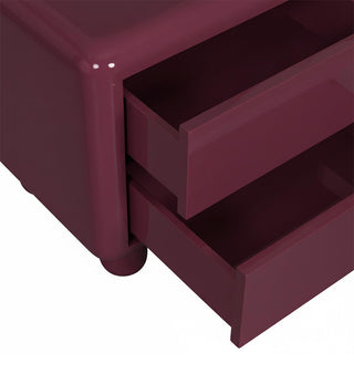Kip Glossy Bedside Table in Burgundy - Fenton & Fenton