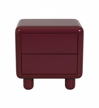 Kip Glossy Bedside Table in Burgundy - Fenton & Fenton