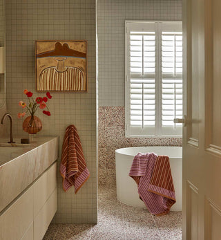 Ola Hand Towel In Pink Clay - Fenton & Fenton