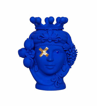 Stefania Boemi - Galatea Head Vase in Blue with Gold X - Fenton & Fenton